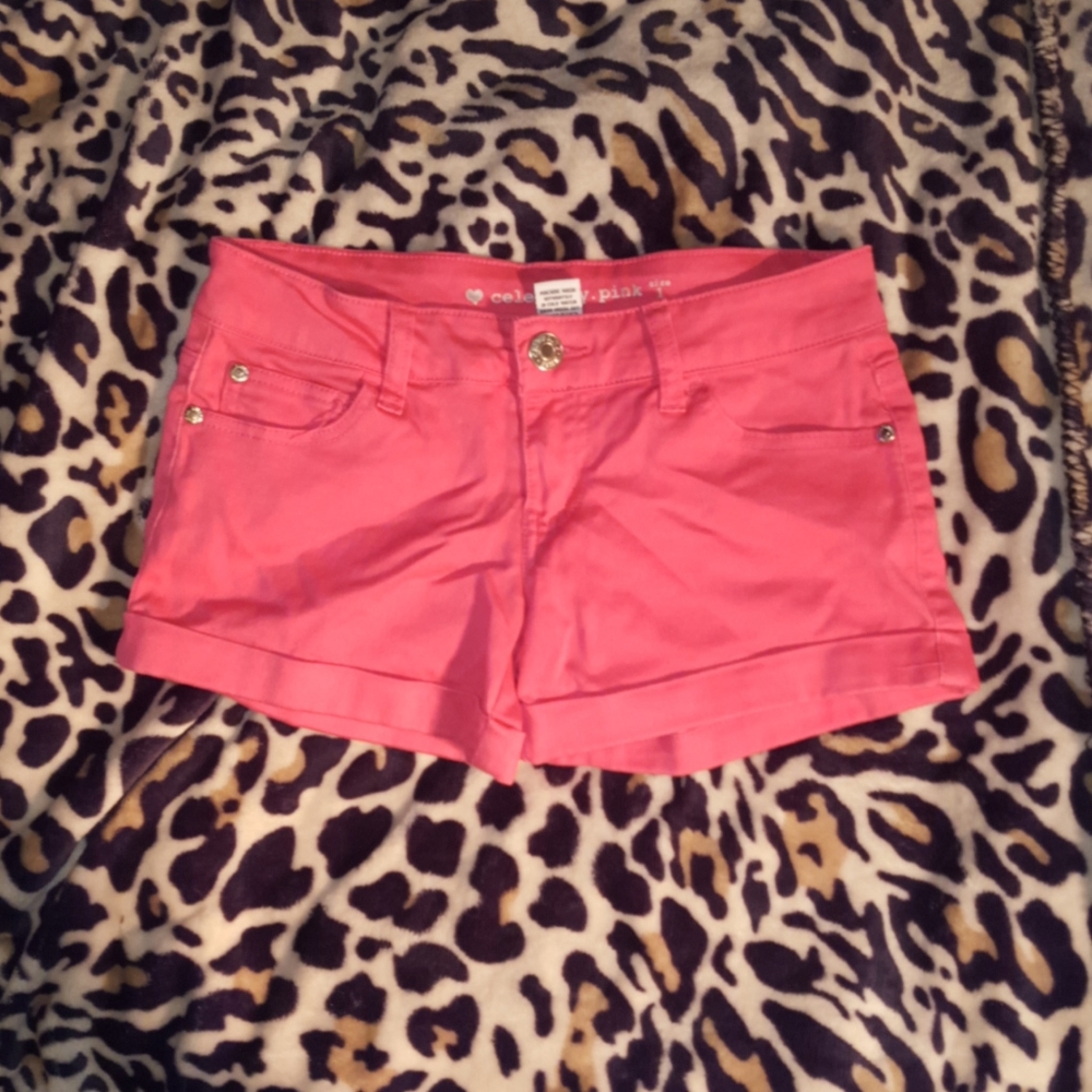 Pink jean shorts